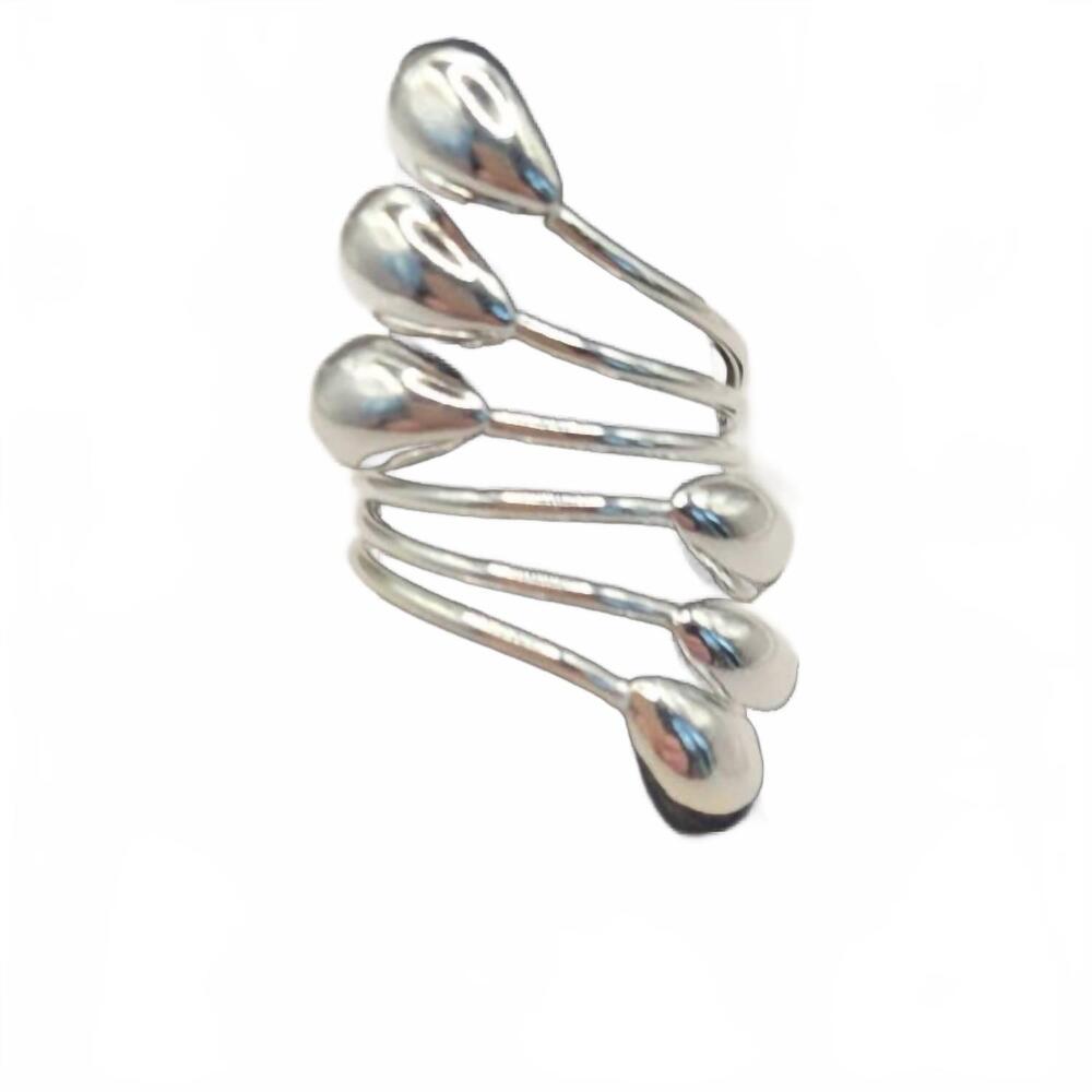 NEW COSTELLO INTERNATIONAL women's three-tier teardrop wrap ring in silver